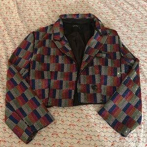 AKIRA Women's Plaid Blazer - Red, Blue, Black